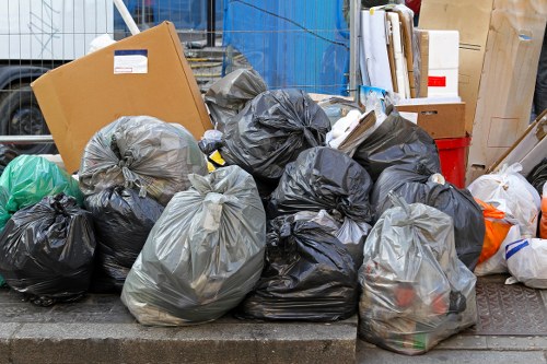 Professional waste removal service team at work